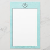 Blauwgroen monogram - poetswerk briefpapier (Voorkant)