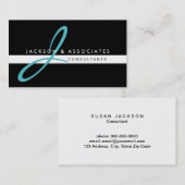 Blauwgroen Monogram Professional Visitekaartje (Voorkant / Achterkant)