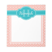 Blauwgroen monogram roze witte diamantpatroon