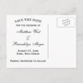 Blauwgroen Monogram Seahorse Save the Date Briefka Aankondigingskaart (Achterkant)