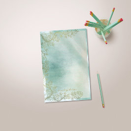 Blauwgroen Monogram siervoering Briefpapier