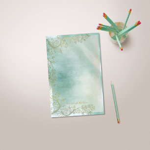 Blauwgroen Monogram siervoering Briefpapier