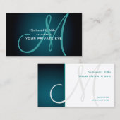 Blauwgroen monogram visitekaartje (Voorkant / Achterkant)