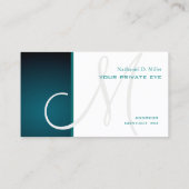 Blauwgroen monogram visitekaartje (Achterkant)