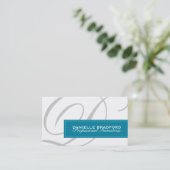 Blauwgroen monogram Visitekaartjes (Staand voorkant)