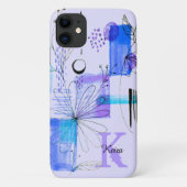 Blauwgroen monogram voor speciaal gepersonaliseerd Case-Mate iPhone case (Achterkant)