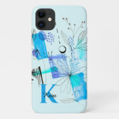 Blauwgroen monogram voor speciaal gepersonaliseerd Case-Mate iPhone case (Achterkant)