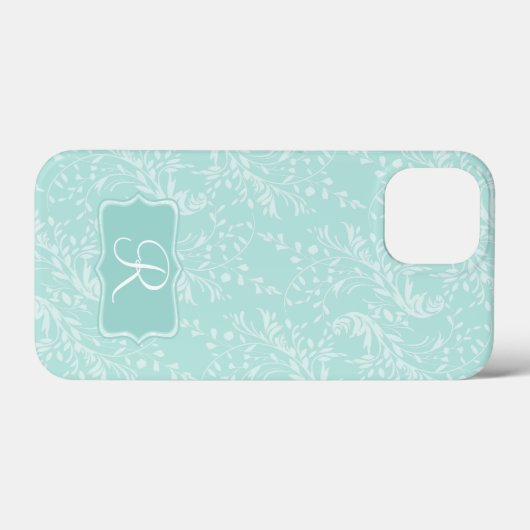 Blauwgroen monogram waterkonijn Case-Mate iPhone case (Achterkant (horizontaal))