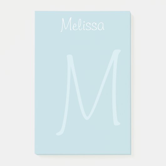 Blauwgroen monogram watermerk post-it® notes (Voorkant)
