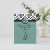 Blauwgroen Monogram weduwen Briefkaart (Staand voorkant)