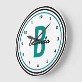 Blauwgroen Monogram zwart en wit, op maat gemaakt Grote Klok (Hoek)