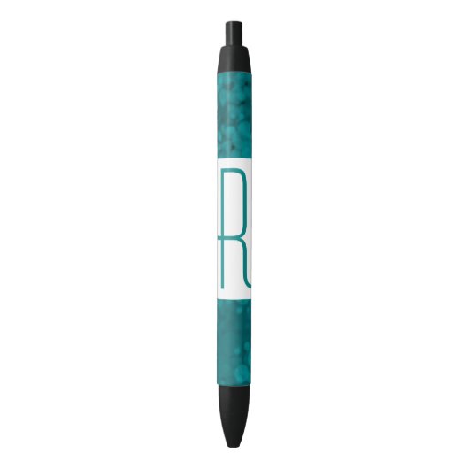 Blauwgroen Monogram Zwarte Inkt Pen (Voorkant Verticaal)