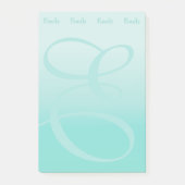 Blauwgroen monogrammatisch kleurenblok post-it® notes (Voorkant)