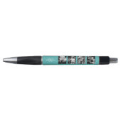Blauwgroen Monogrammed Foto Collage Pen (Voorkant)