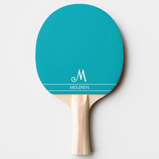 Blauwgroen monogrammed Ping Pong Paddle Tafeltennisbatje (Achterkant)