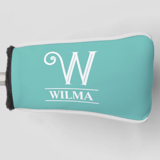 Blauwgroen Monogrammed Putter Golf Head Hoesje Golfheadcover (Voorkant)