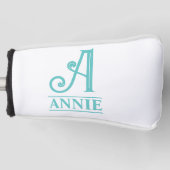 Blauwgroen monogrammed Putter Head Hoesje Golfheadcover (Voorkant)