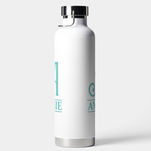 Blauwgroen monogrammen waterfles (Rechts)