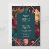 Blauwgroen Moody Bloemen Herfst Bloom Herfst Huwel Kaart (Voorkant)