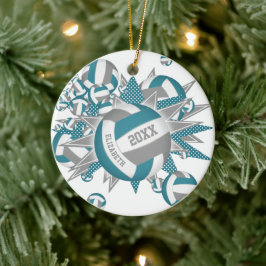blauwgroen mooie volleybal balletmeisjes sport keramisch ornament