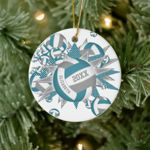 blauwgroen mooie volleybal balletmeisjes sport keramisch ornament
