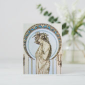 Blauwgroen Moon Goddess Briefkaart (Staand voorkant)