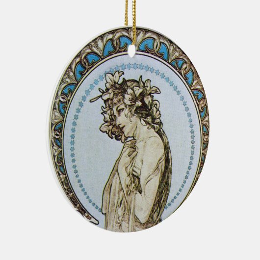 Blauwgroen Moon Goddess Keramisch Ornament (Rechts)