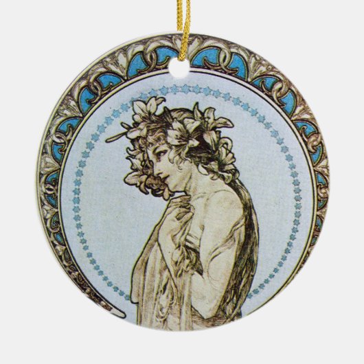 Blauwgroen Moon Goddess Keramisch Ornament (Voorkant)