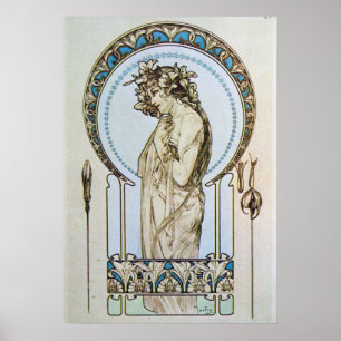 Blauwgroen Moon Goddess Poster