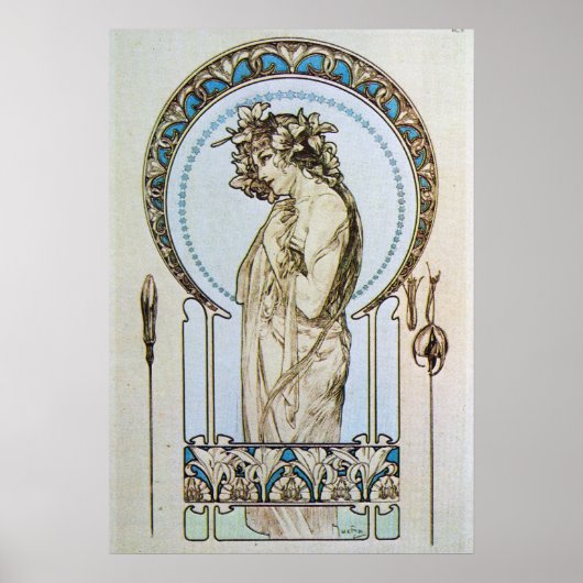 Blauwgroen Moon Goddess Poster (Voorkant)