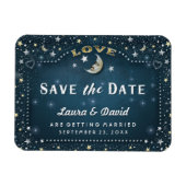 Blauwgroen Moon & Stars Bewaar de Datummagneet Magneet (Horizontaal)