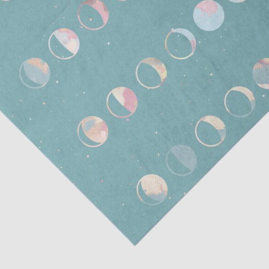 Blauwgroen moonfasen tissuepapier (Detail)
