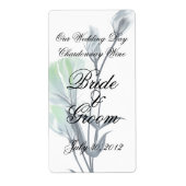 Blauwgroen MoonFlower Wedding Wine Avery Label (Voorkant)