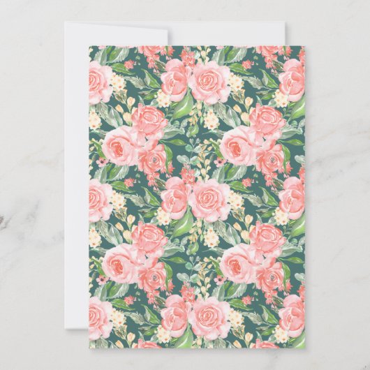 Blauwgroen moslimbruiloft met blush roze Floral Eg Kaart (Achterkant)