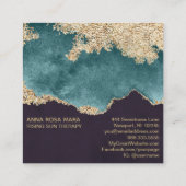 *~*Blauwgroen Moss Agate Geode Black Gold Glitter Vierkante Visitekaartje (Achterkant)