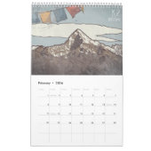 Blauwgroen Mountain Peak-Art Logo & Motivatie Kalender (Feb 2026)