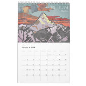 Blauwgroen Mountain Peak-Art Logo & Motivatie Kalender (Jan 2026)