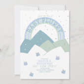 Blauwgroen Mountain Snow Flurry Baby shower Uitnod Kaart (Voorkant)