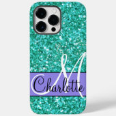 Blauwgroen mousserend glitter, monogramma-Hoesje-M Case-Mate iPhone Case (Achterkant)