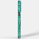 Blauwgroen mousserend glitterpatroon, monogrammen Case-Mate iPhone case (Achterkant / Rechts)