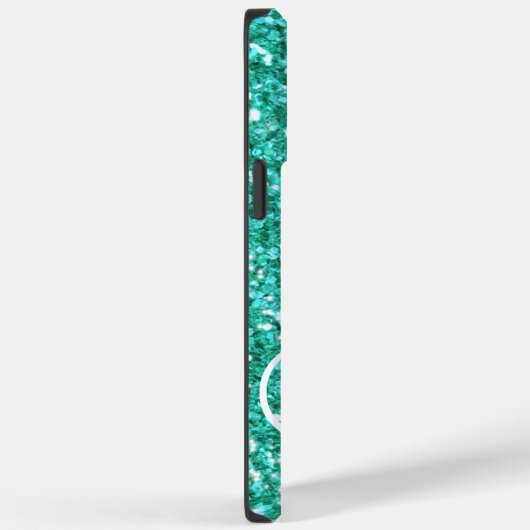 Blauwgroen mousserende glitter, monogrammen Case-Mate iPhone case (Achterkant / Rechts)