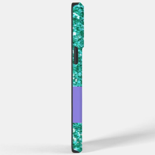 Blauwgroen mousserende glitter, monogrammen Case-Mate iPhone case (Achterkant / Rechts)