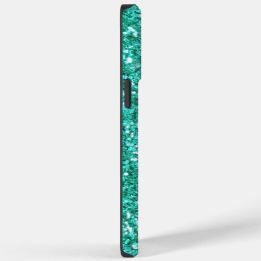 Blauwgroen mousserende glitter, monogrammen Case-Mate iPhone case (Achterkant / Rechts)