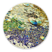 Blauwgroen mozaïek keramische knop (Voorkant)