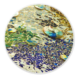 Blauwgroen mozaïek keramische knop