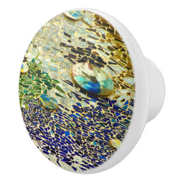 Blauwgroen mozaïek keramische knop