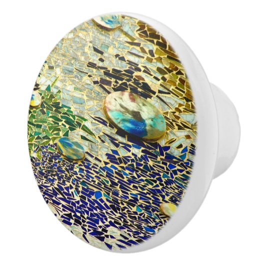 Blauwgroen mozaïek keramische knop (Rechts)