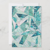 Blauwgroen Mozaïek Marmer Verjaardagsfeestuitnodig Kaart (Achterkant)