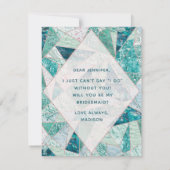 Blauwgroen mozaïek marmer zal je mijn bruidsmeisje kaart (Achterkant)
