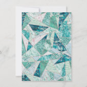 Blauwgroen Mozaïek Marmeren Driehoeken Bruiloft Ui Kaart (Achterkant)